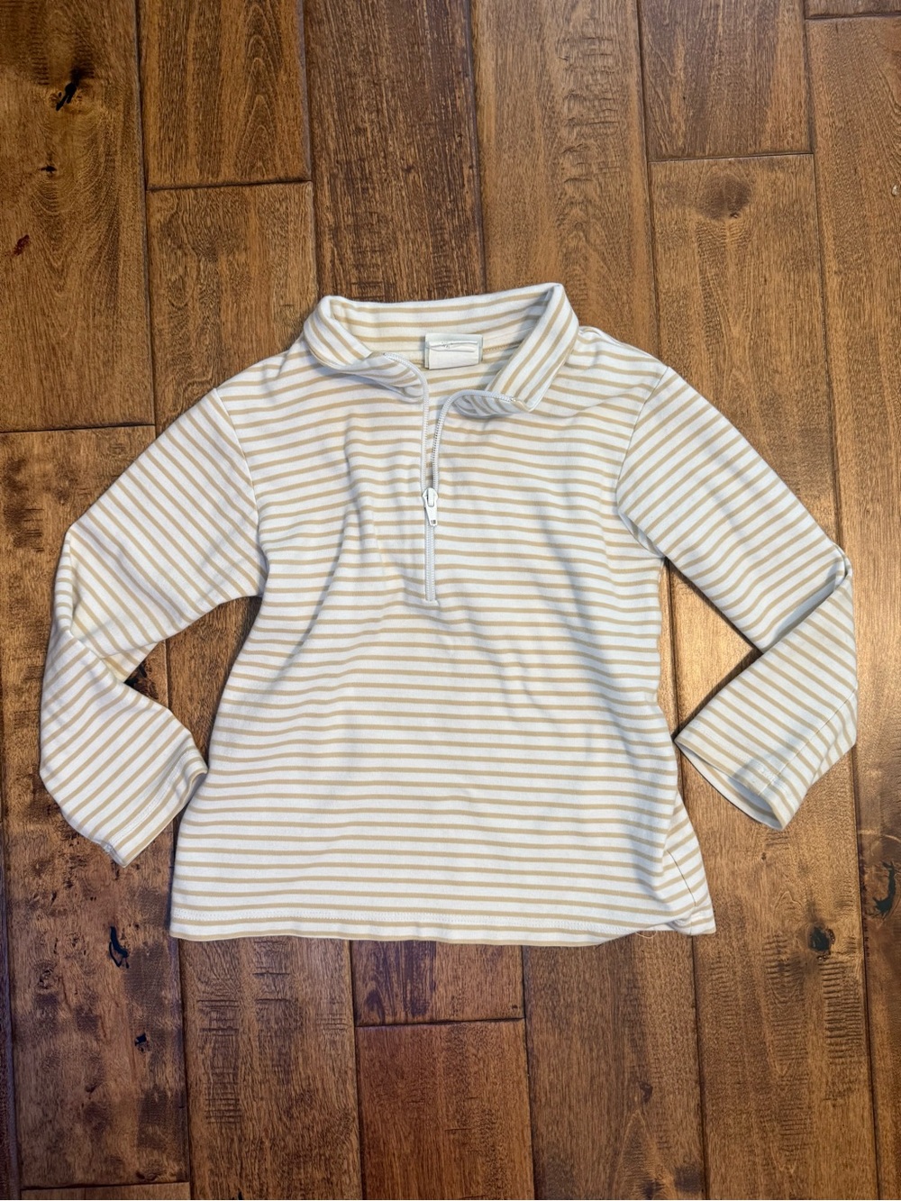 Zuccini kids Cream & White Striped Quarter-Zip Top size 5